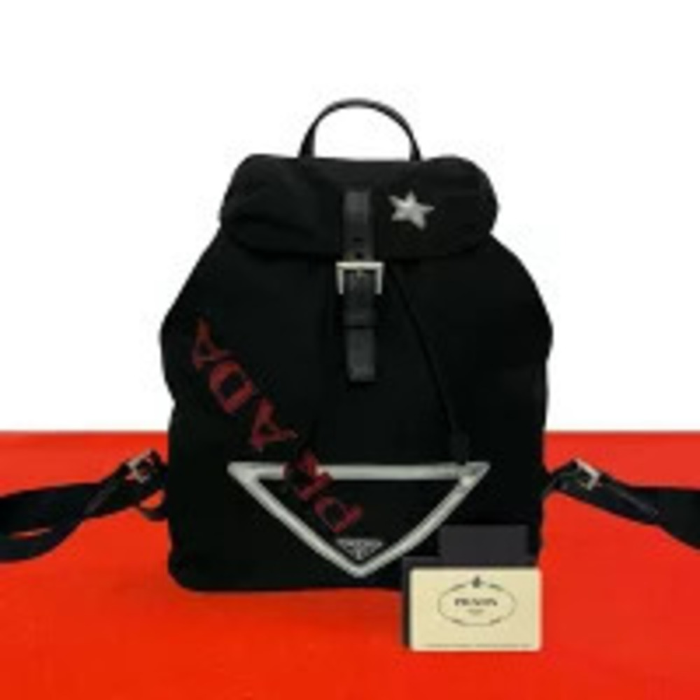 Prada Vela Leather Backpack Black